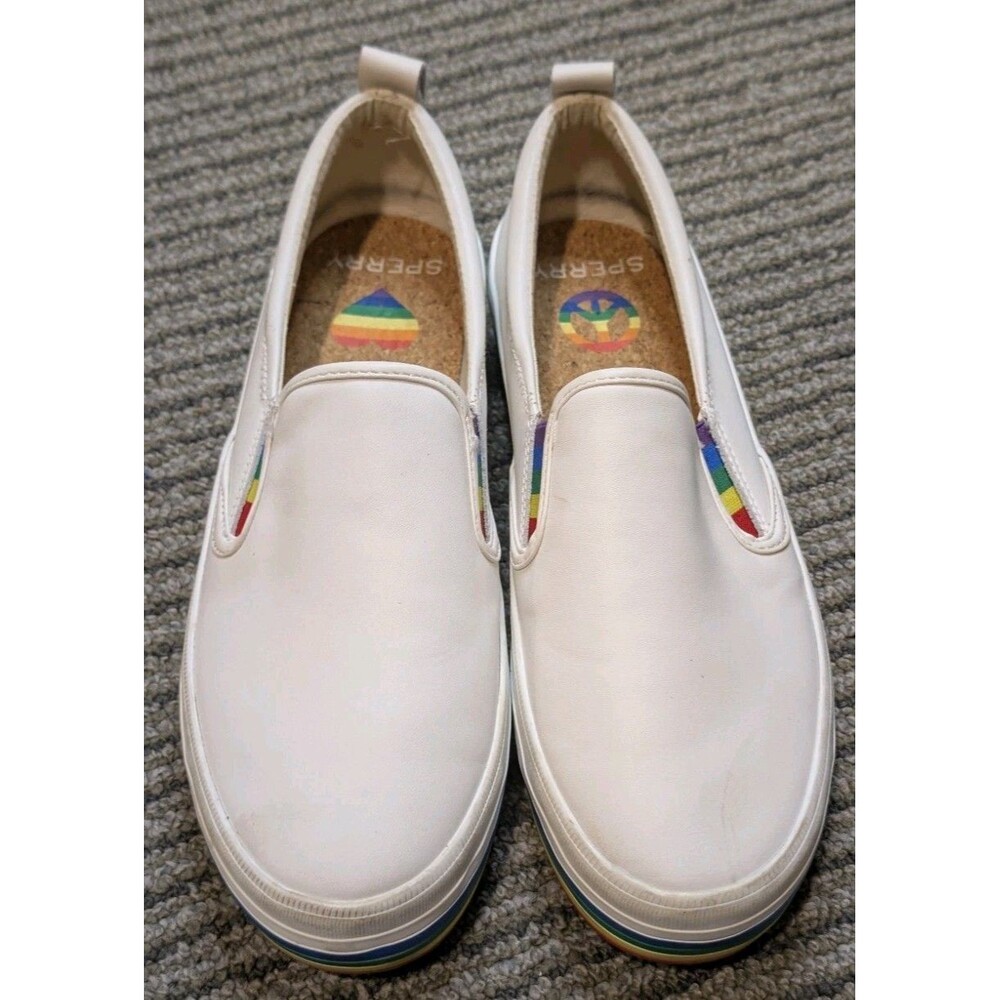 Sperry Women's Pride Crest Twin Gore Platform Leather Slip-On Sneakers Size 8.5